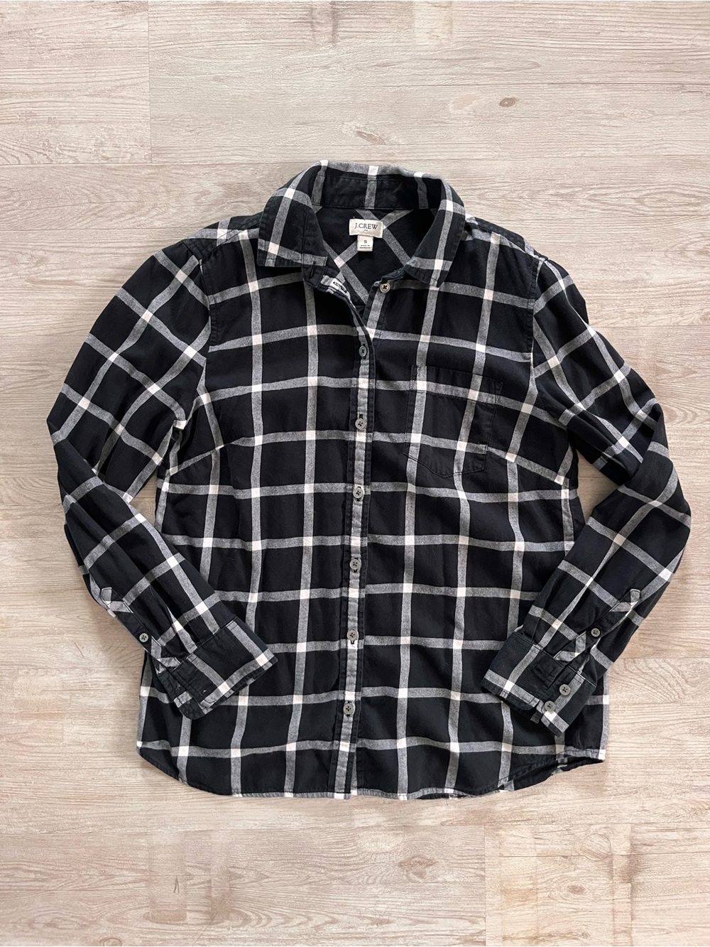 J. Crew Black & White Checked Button-Down Shirt